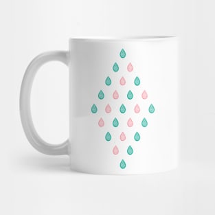 Turquoise blue and coral pink raindrops Mug